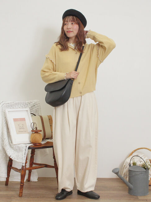 Samansa Mos2「配色メロー畦編みニットカーディガン」|カーディガン|