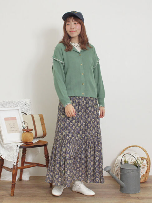 Samansa Mos2「配色メロー畦編みニットカーディガン」|カーディガン|