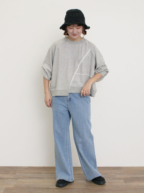 Samansa Mos2「ミニ裏毛ブロッキングショートスウェット」|Tシャツ・カットソー|