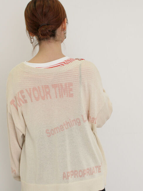 Samansa Mos2「ランダムロゴプリント前後2WAYニット」|カーディガン|オフホワイト