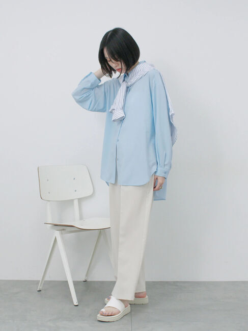 Samansa Mos2 blue「【接触冷感】マルチスタイルシャツ」|シャツ・ブラウス|
