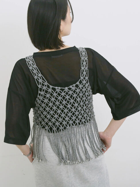 Samansa Mos2 blue「◎シアープルオーバー」|Tシャツ・カットソー|