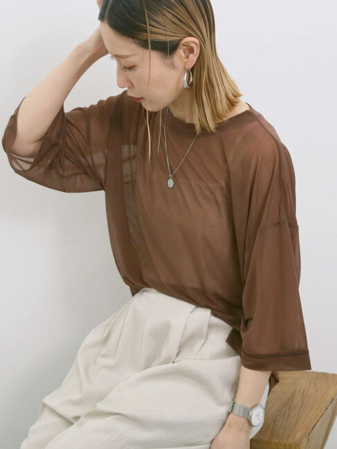 Samansa Mos2 blue「◎シアープルオーバー」|Tシャツ・カットソー|