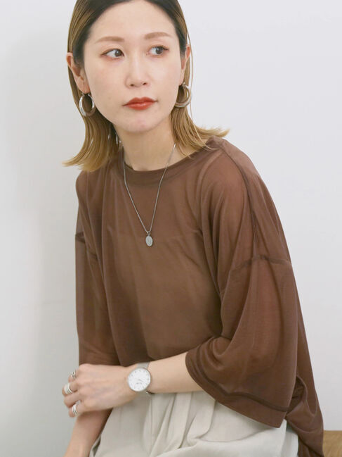 Samansa Mos2 blue「◎シアープルオーバー」|Tシャツ・カットソー|