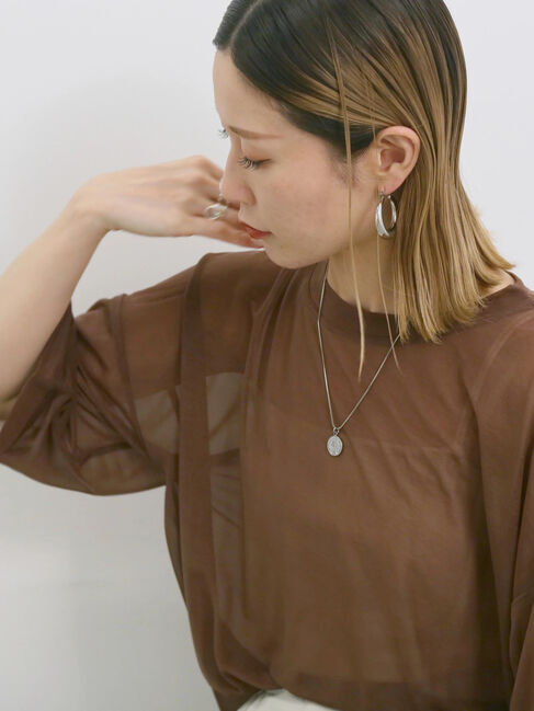 Samansa Mos2 blue「◎シアープルオーバー」|Tシャツ・カットソー|