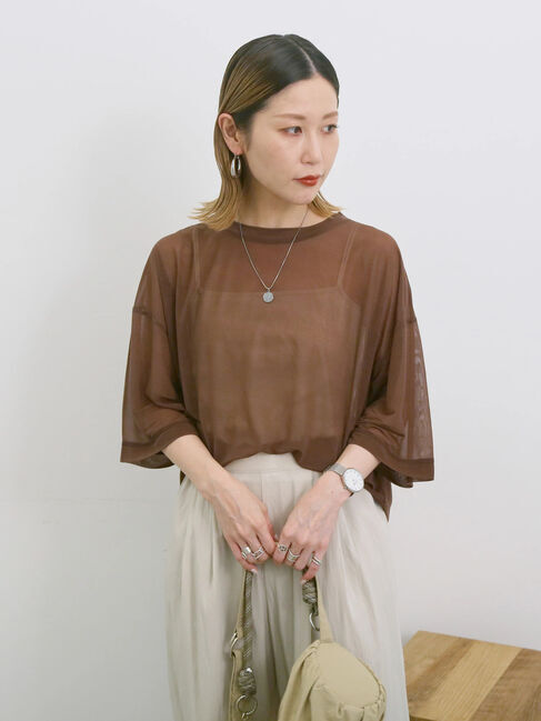 Samansa Mos2 blue「◎シアープルオーバー」|Tシャツ・カットソー|