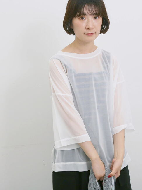 Samansa Mos2 blue「◎シアープルオーバー」|Tシャツ・カットソー|