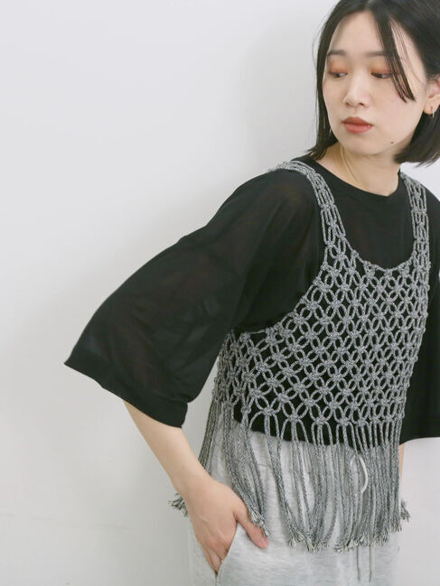 Samansa Mos2 blue「◎シアープルオーバー」|Tシャツ・カットソー|