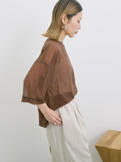 Samansa Mos2 blue「◎シアープルオーバー」|Tシャツ・カットソー|