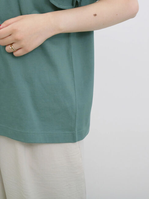 Samansa Mos2 blue「【USAコットン】フリルTシャツ」|Tシャツ・カットソー|