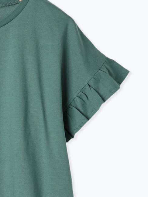 Samansa Mos2 blue「【USAコットン】フリルTシャツ」|Tシャツ・カットソー|