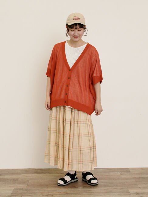 Samansa Mos2「インドボイルチェック柄ギャザースカート」|スカート|