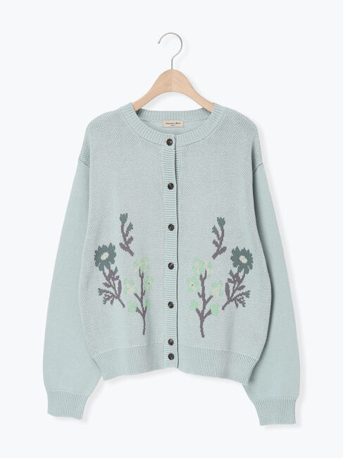 Samansa Mos2「花柄ジャカードカーディガン」|カーディガン|サックスブルー