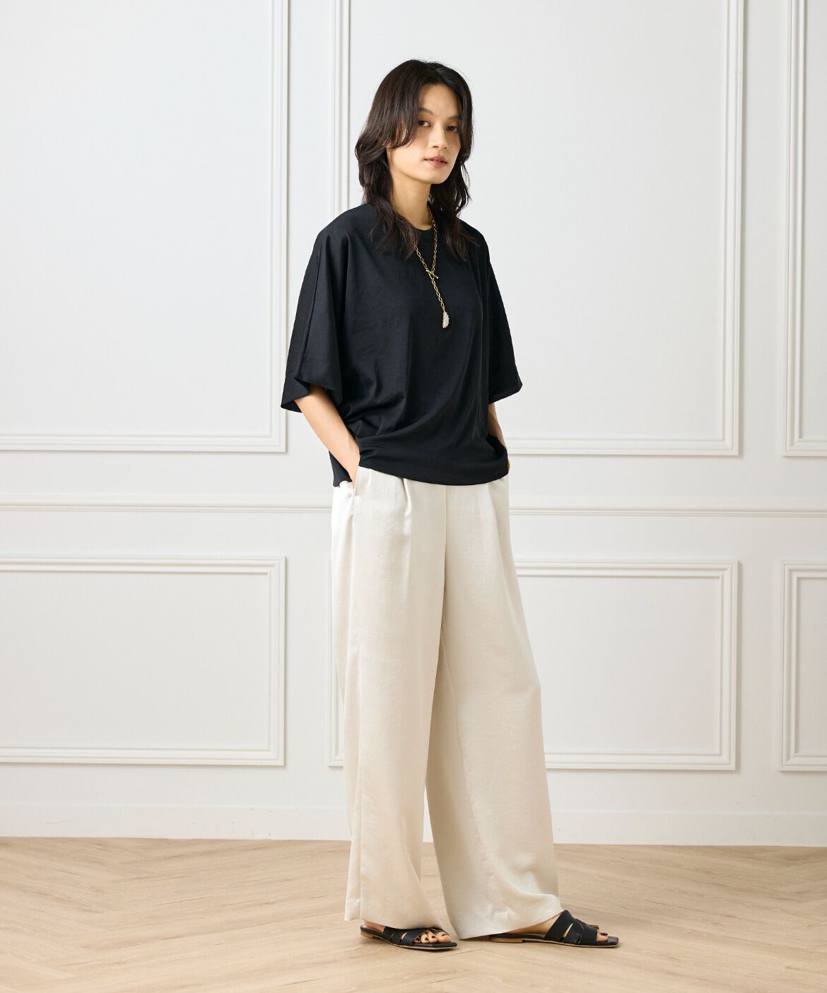 INED「《大きいサイズ》シアーオーバーサイズカットソー」|Tシャツ・カットソー|