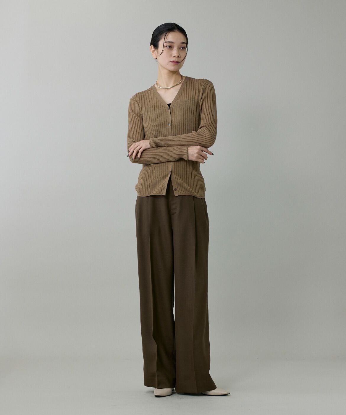 INED「《大きいサイズ》ライトカルゼ ツータックワイドパンツ」|その他|