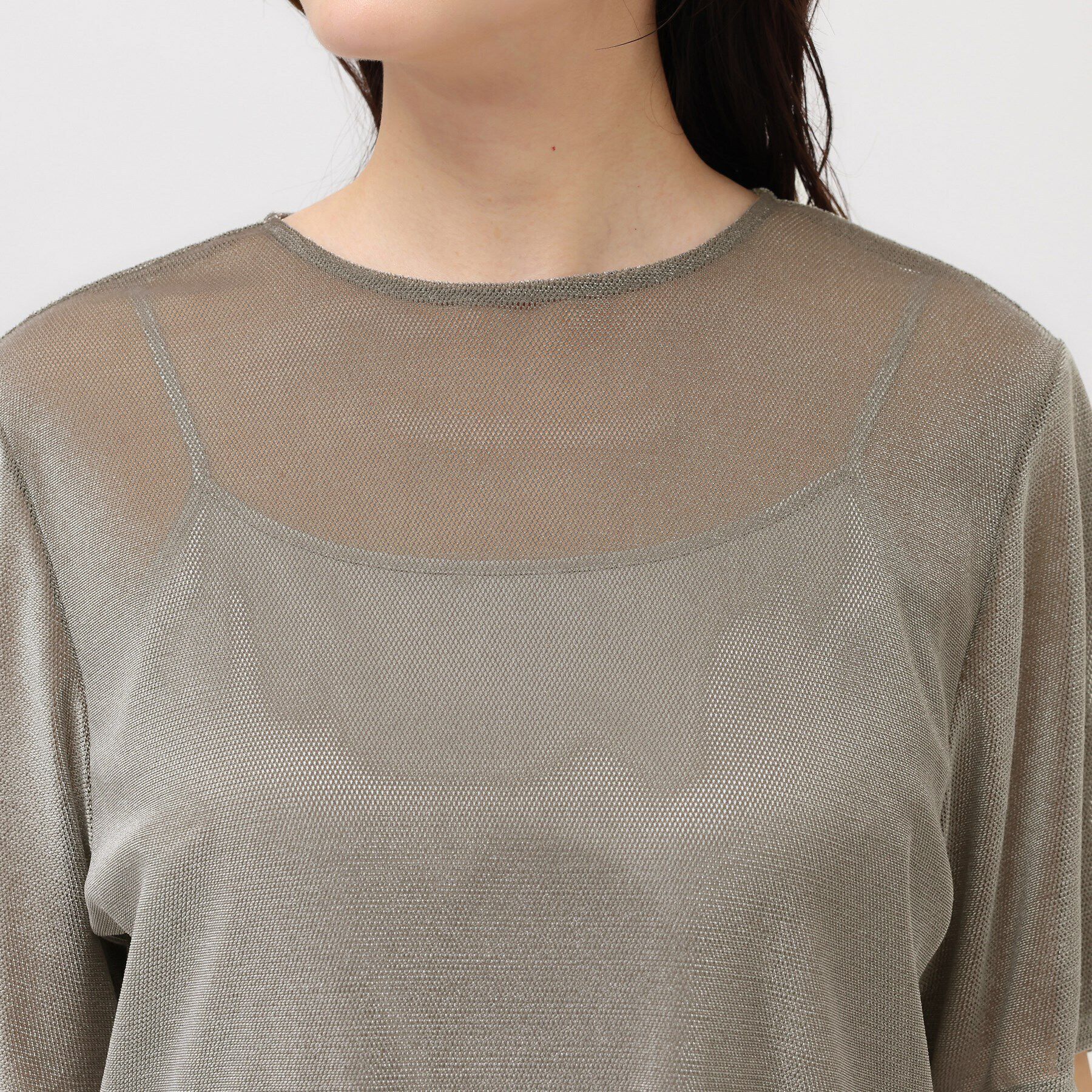 UNTITLED「【透け感/キャミ付】シアーベロア ペプラムブラウス」|シャツ・ブラウス|