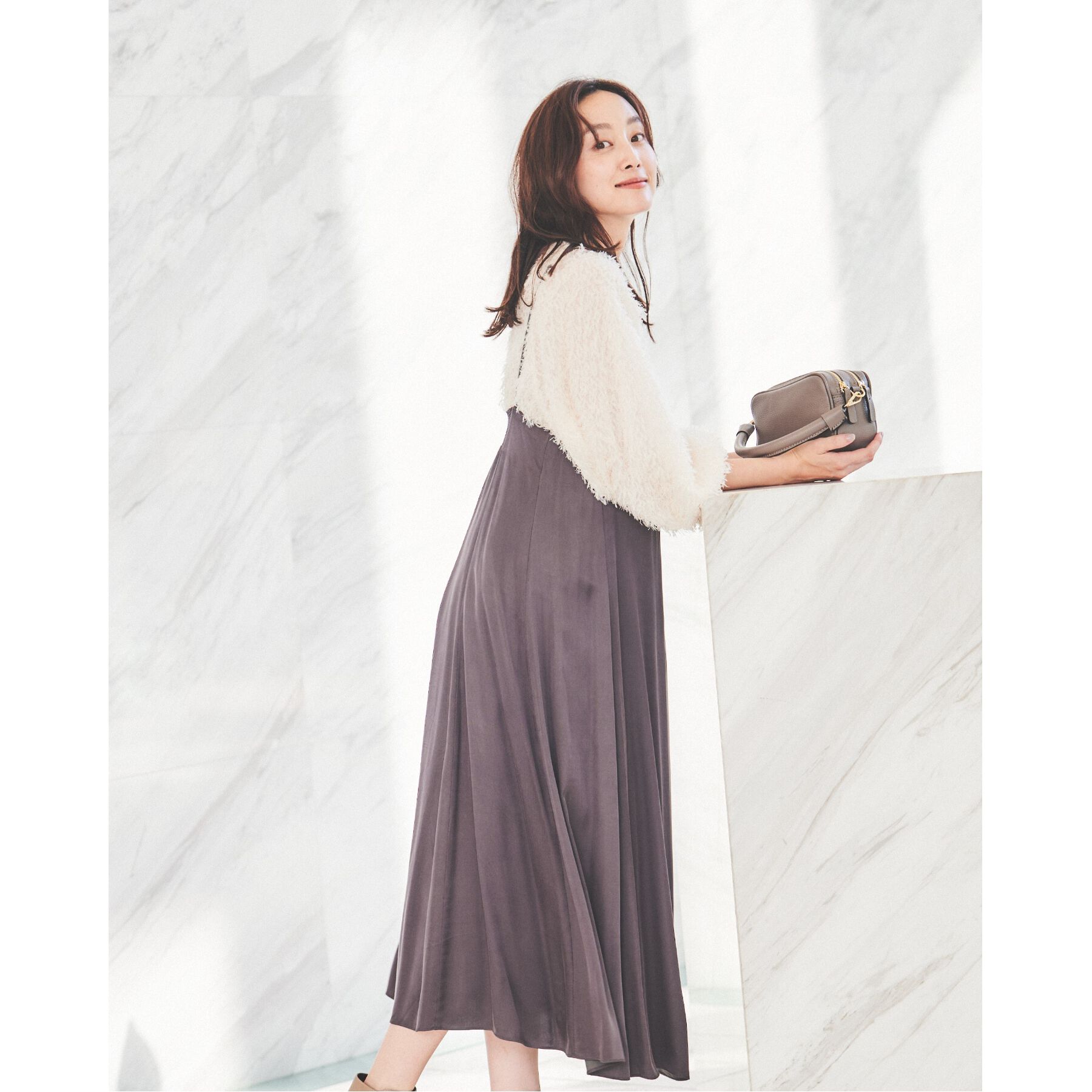 UNTITLED「【着丈調節可能】フィブリルサテン キャミワンピース」|ワンピース|