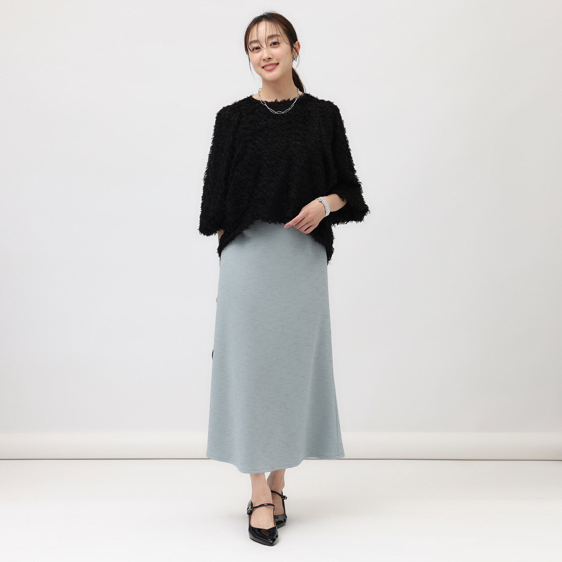 UNTITLED「【ストレッチ/オールシーズン対応】スラブジャージフレアスカート」|スカート|