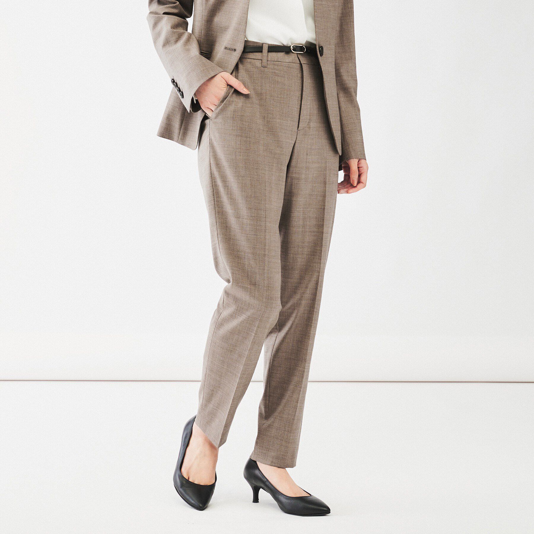 UNTITLED「【通勤スーツ/日本製】ウーステッド テーパードパンツ」|その他|モカブラウン(042
