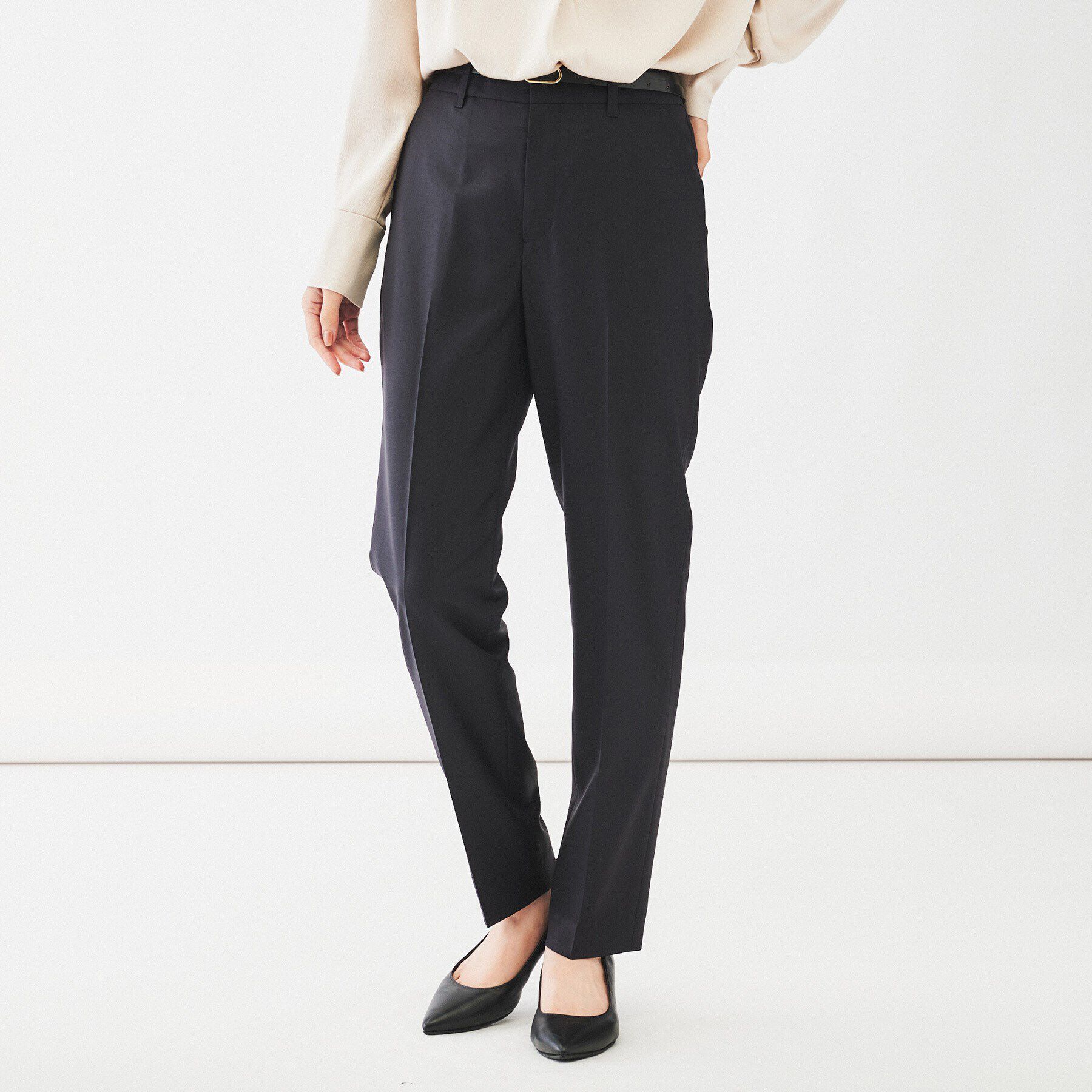 UNTITLED「【通勤スーツ/日本製】ウーステッド テーパードパンツ」|その他|ネイビー(094)