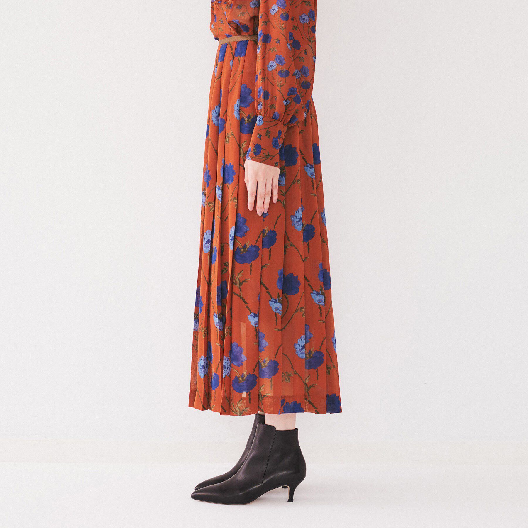 UNTITLED「【セットアップ可能/洗える/柄スカート】フラワーシフォンプリーツスカート」|スカート|