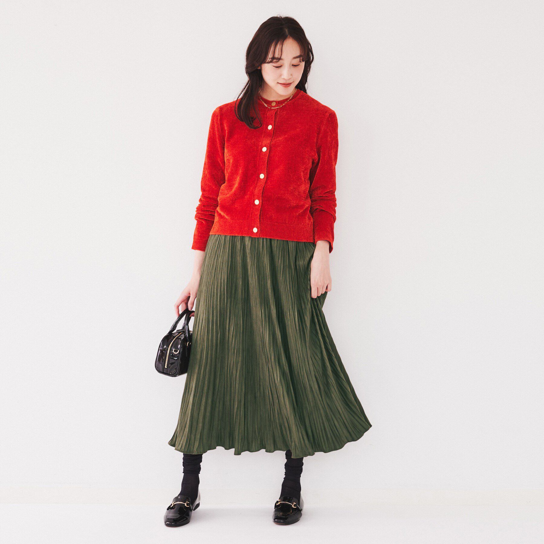 UNTITLED「【洗える/ウエストゴム】スエード風ランダムプリーツスカート」|スカート|