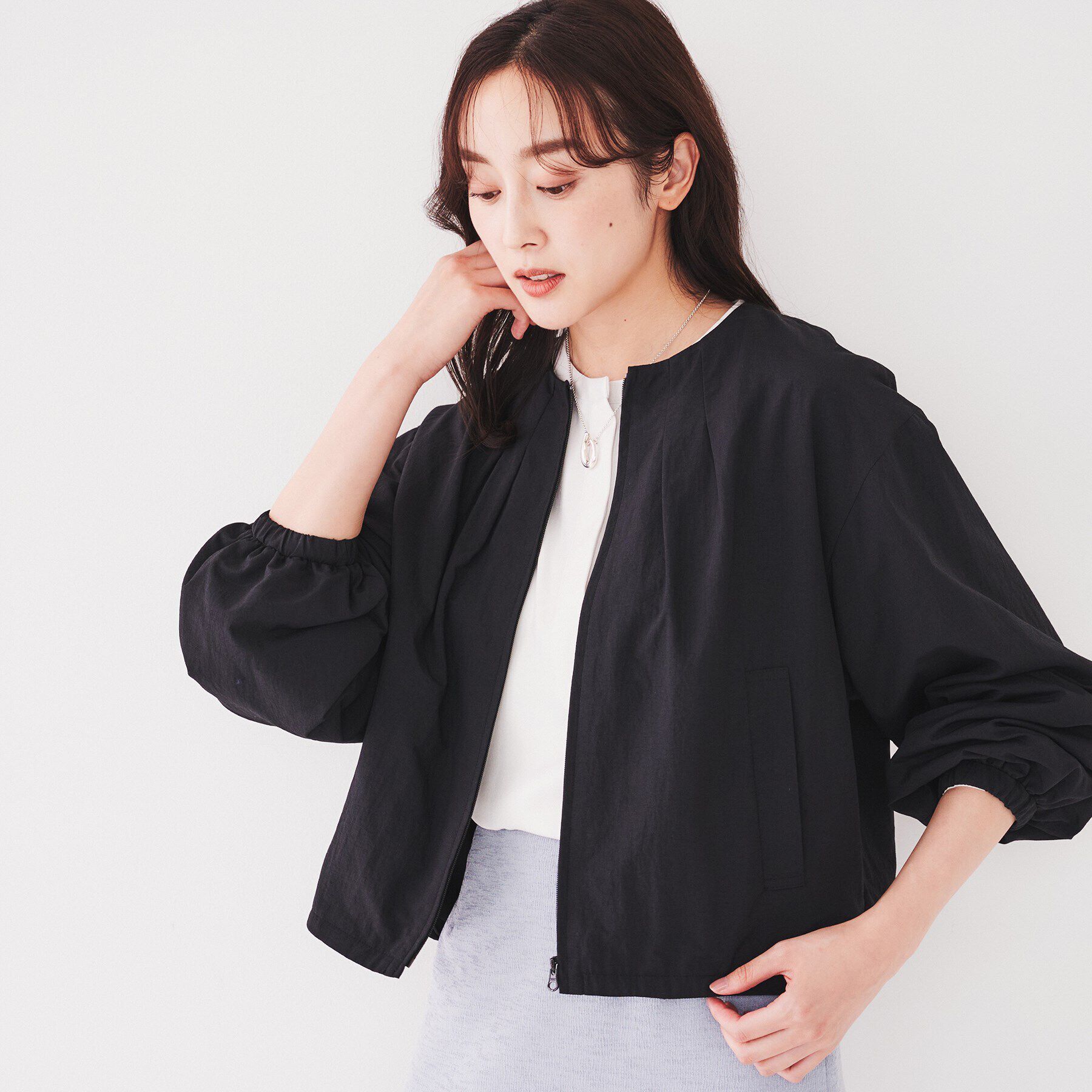 UNTITLED「【スポーティー/ショート丈羽織】ドロストブルゾン」|ブルゾン・スタジャン|