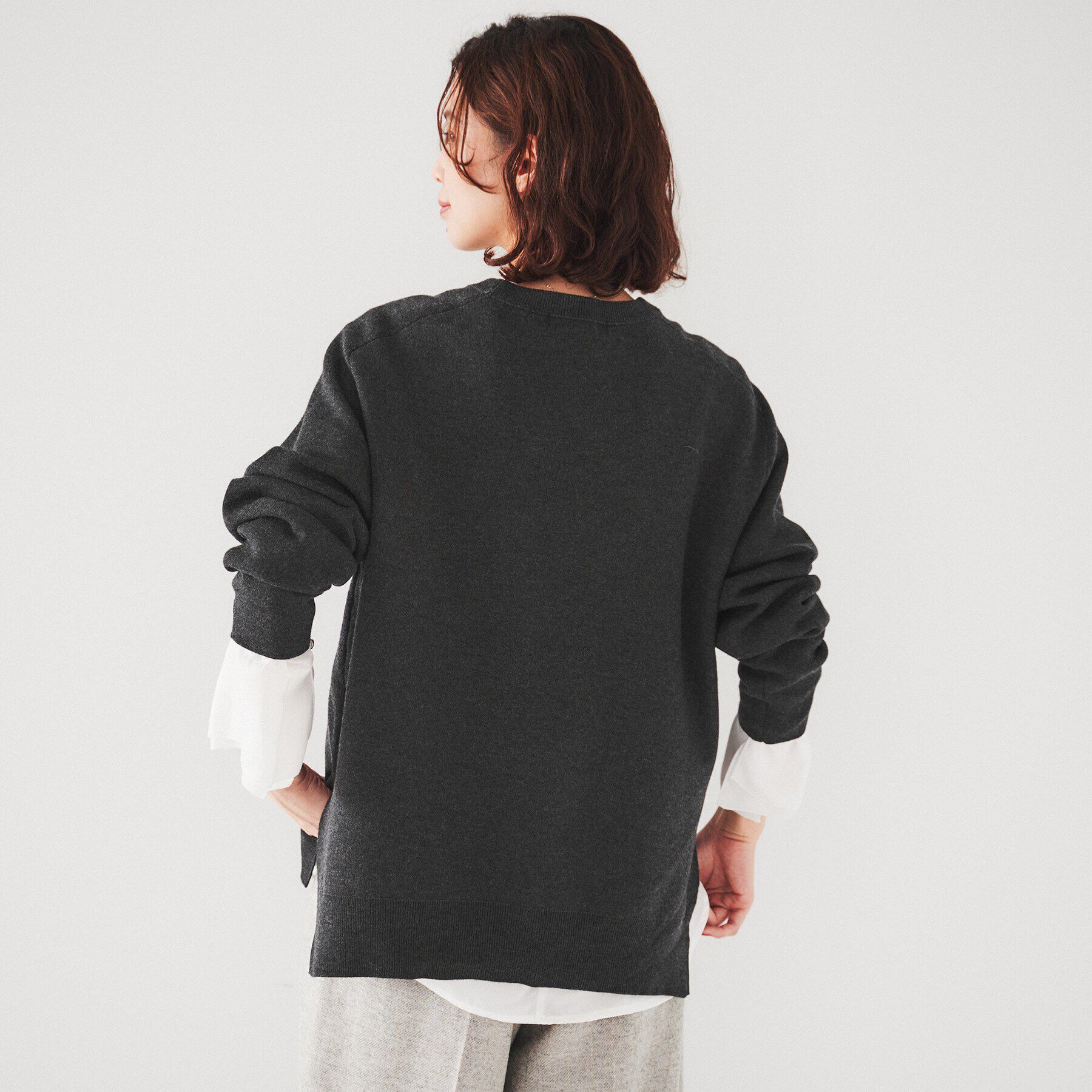 UNTITLED「【セットアップ可能/スウェットライク】バラクラバ付き ニットプルオーバー」|ニット・セーター|