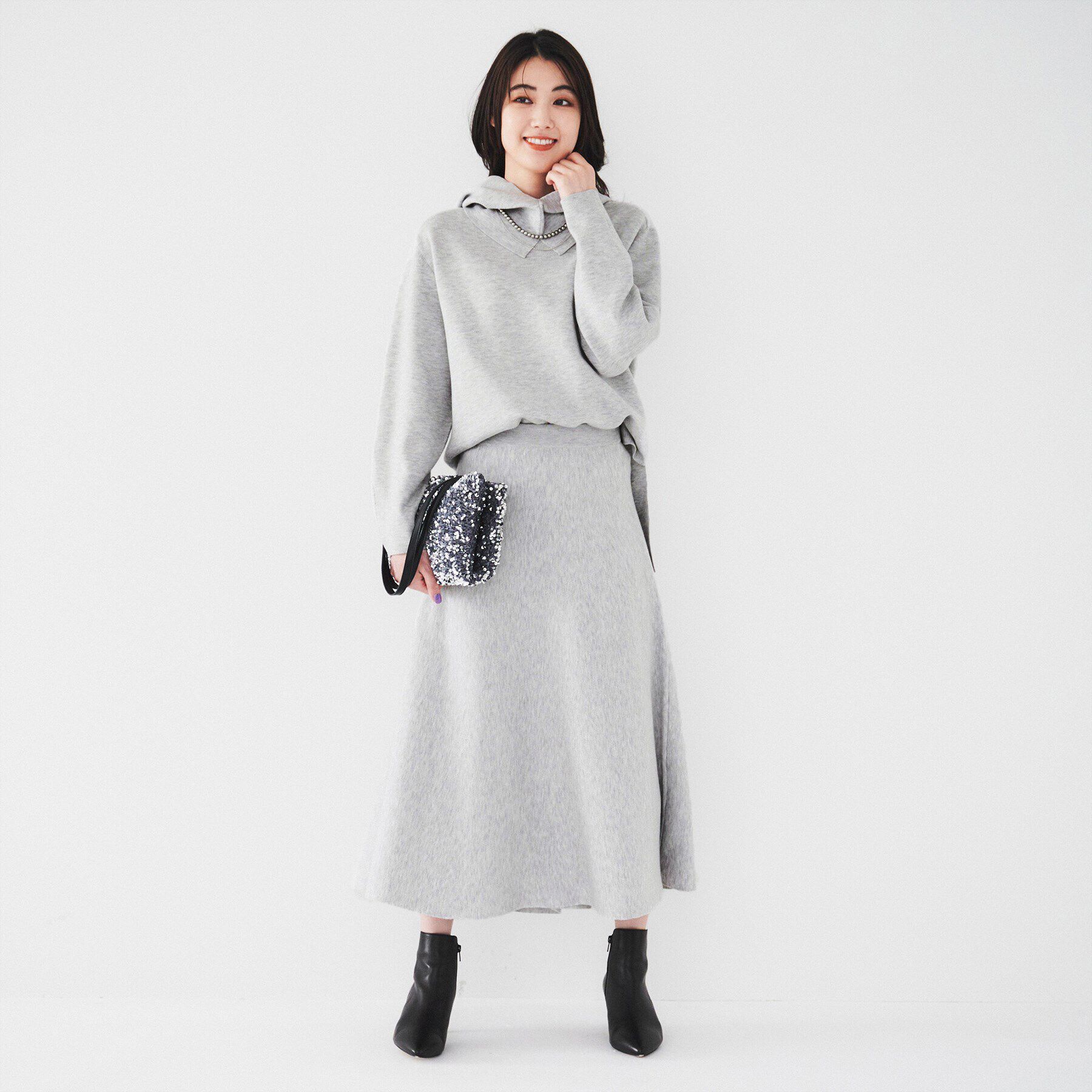 UNTITLED「【セットアップ可能/スウェットライク】バラクラバ付き ニットプルオーバー」|ニット・セーター|