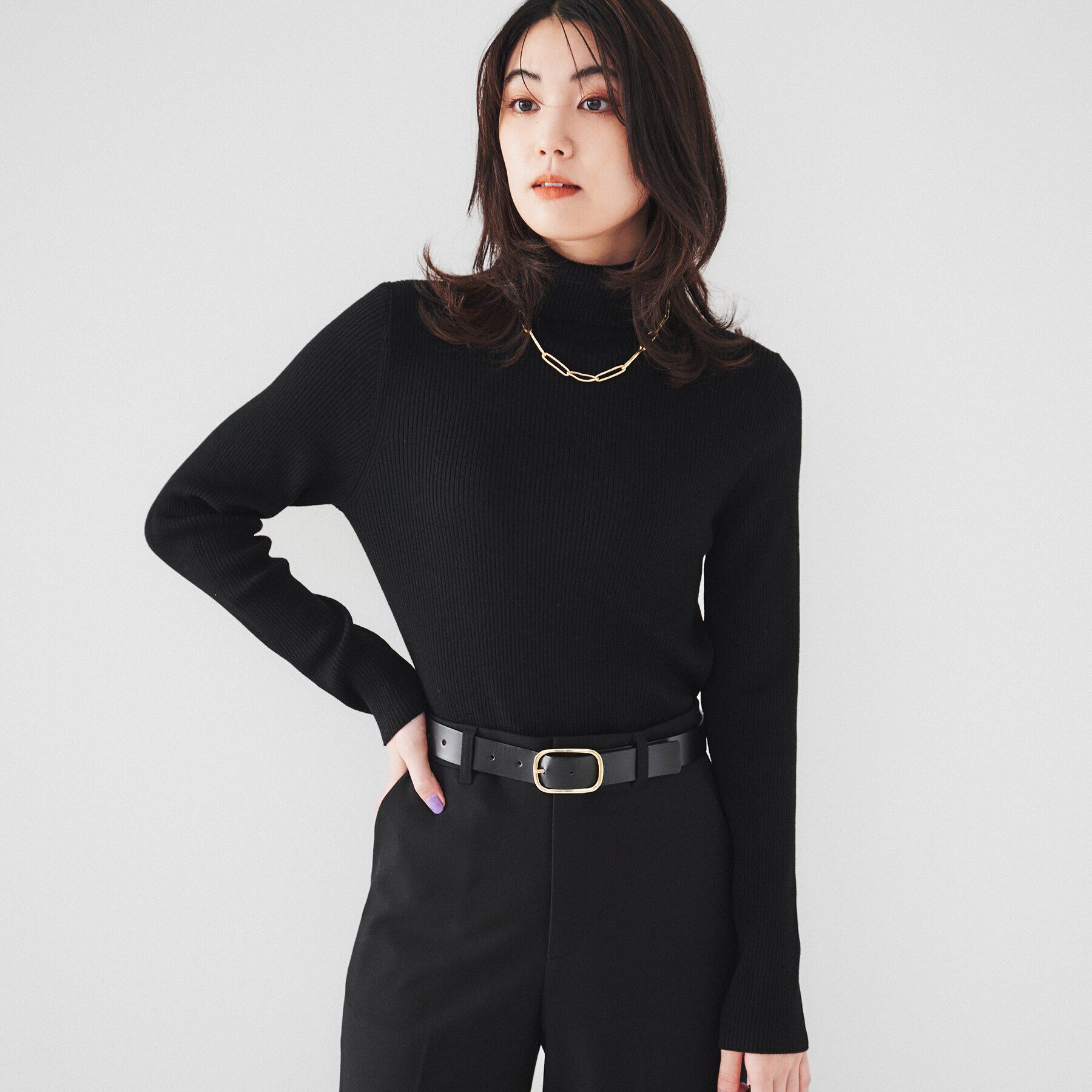 UNTITLED「ウール リブタートルネックプルオーバーニット」|ニット・セーター|