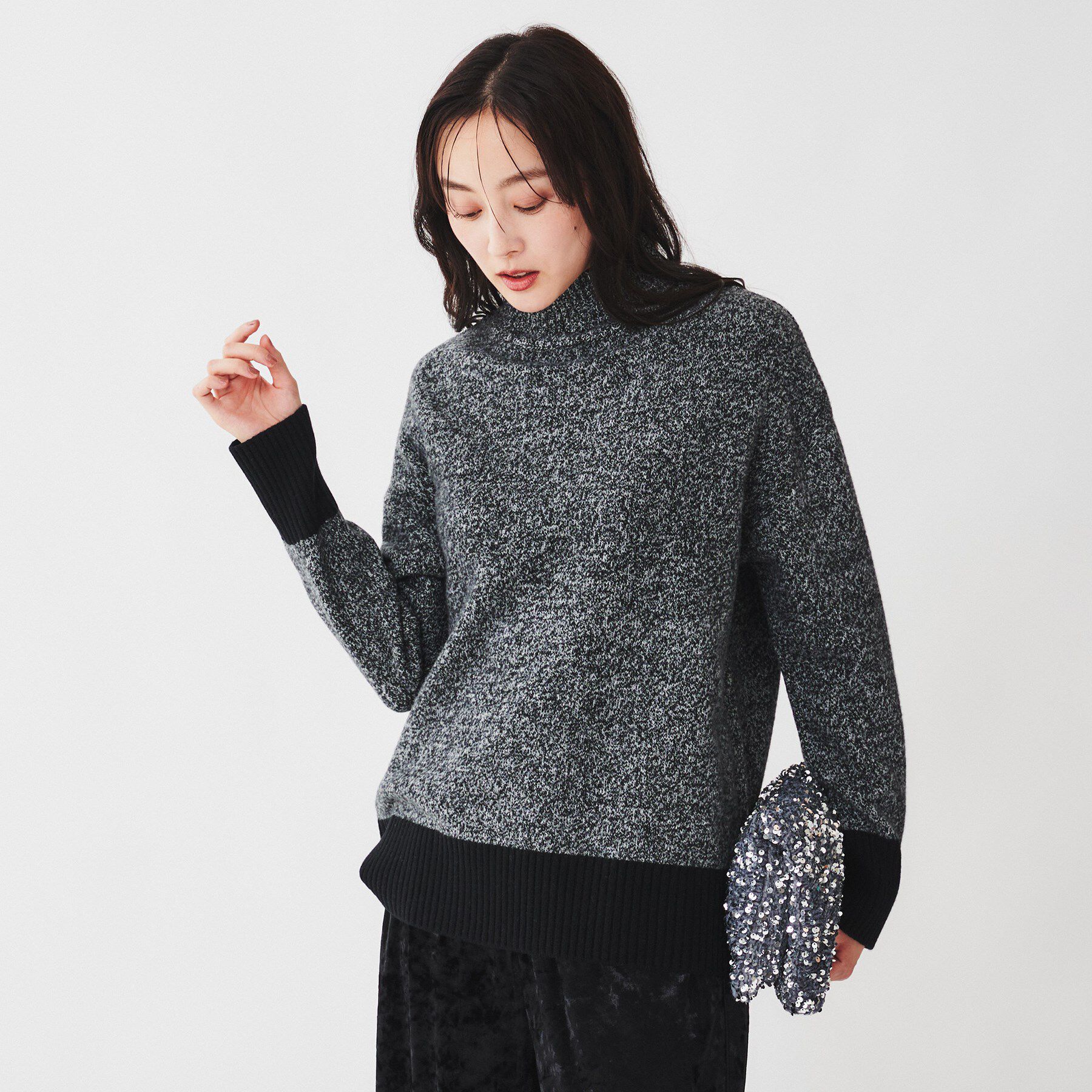 UNTITLED「ラムウールカシミヤ ボトルネックプルオーバーニット」|ニット・セーター|