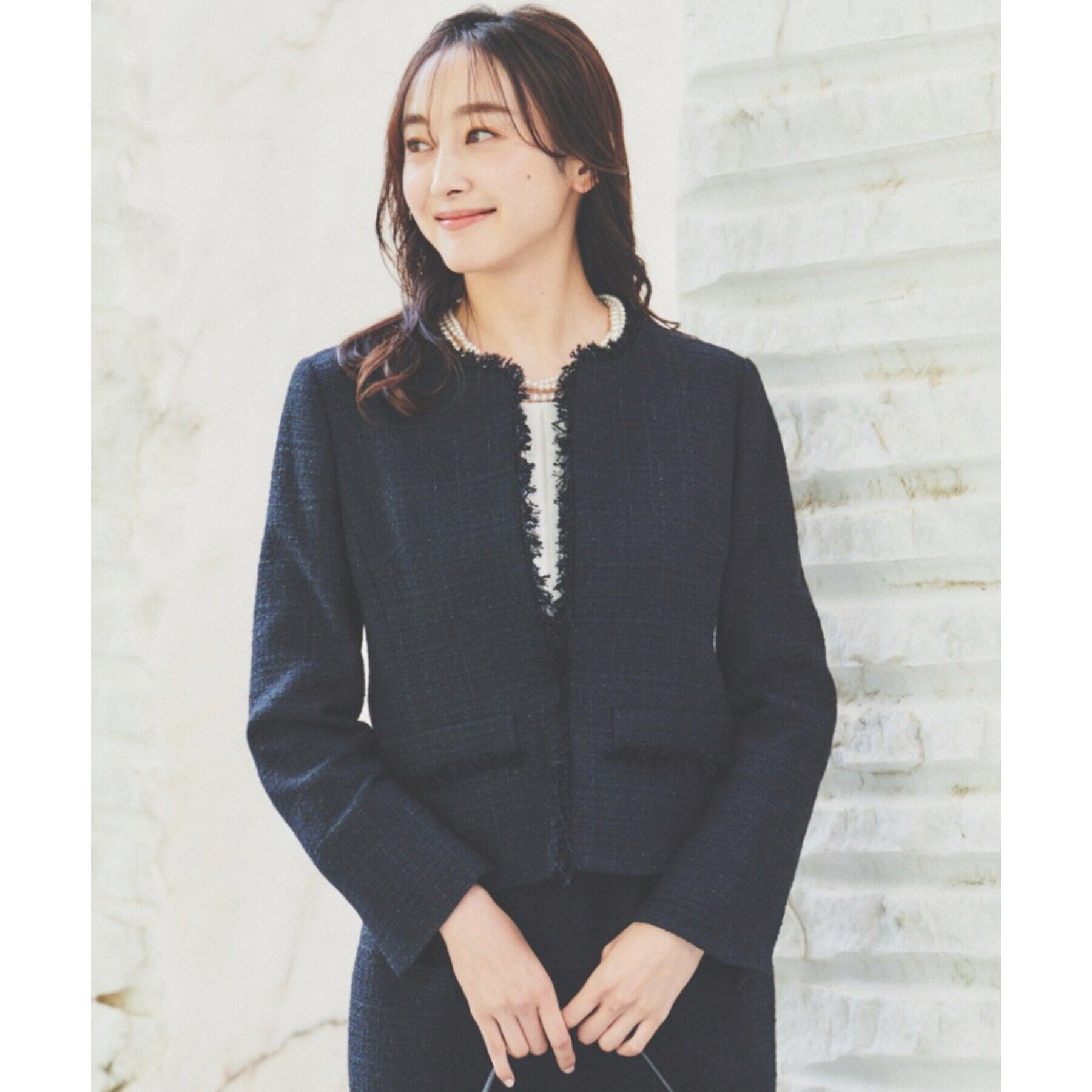 UNTITLED「【入卒/セレモニー/通勤】ラメツイード ノーカラージャケット」|ノーカラージャケット|