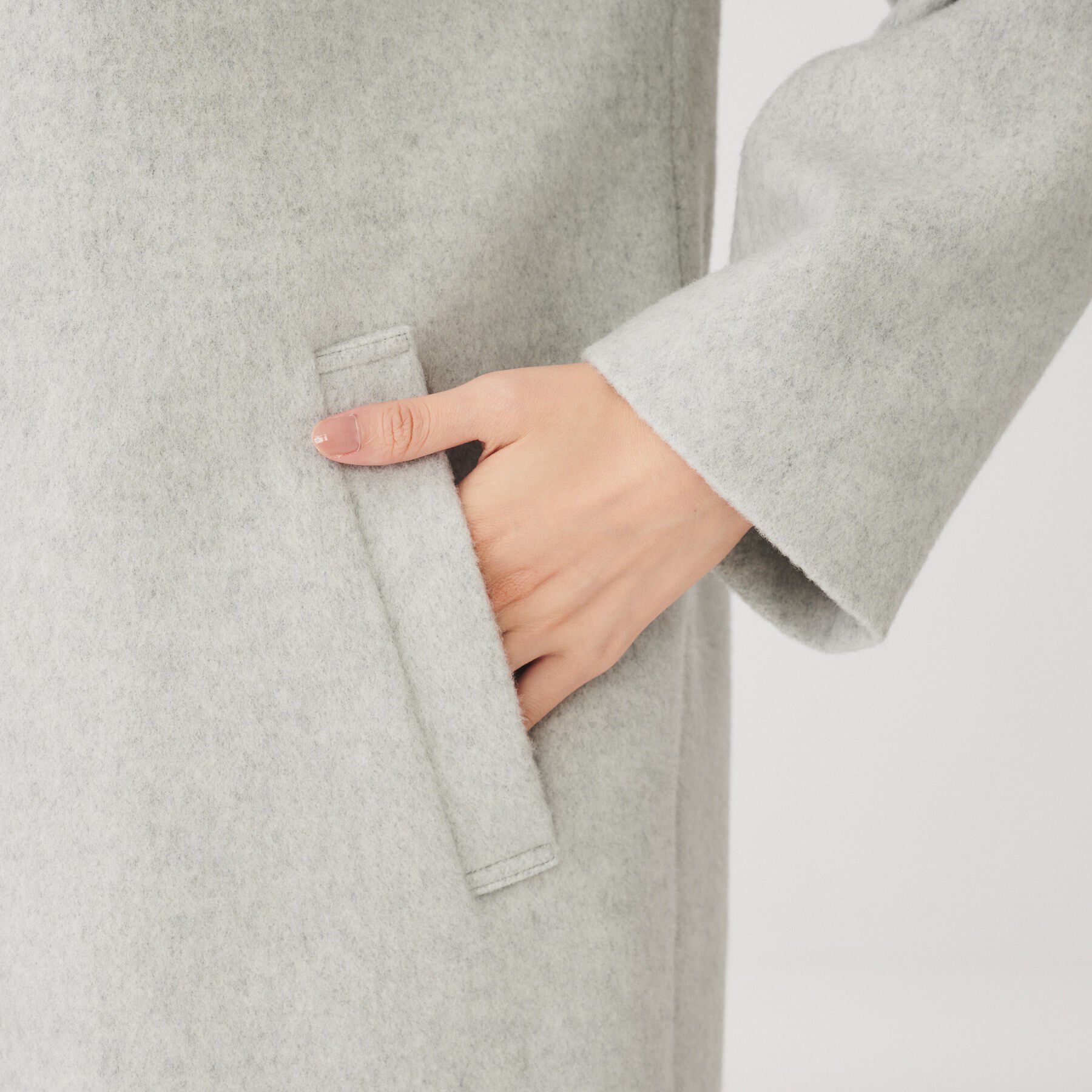 UNTITLED「【日本製】ミディ丈ノーカラーコート」|ノーカラーコート|