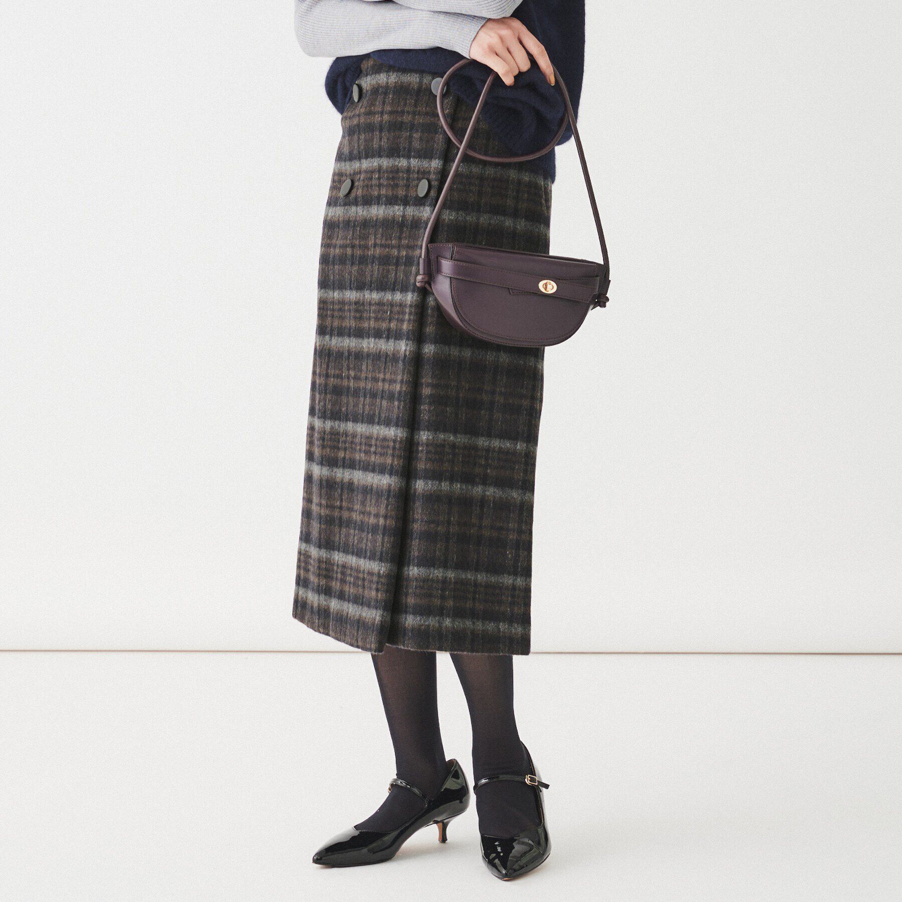 UNTITLED「【きれいめ/トラッド】ランダムチェック ラップ風スカート」|スカート|