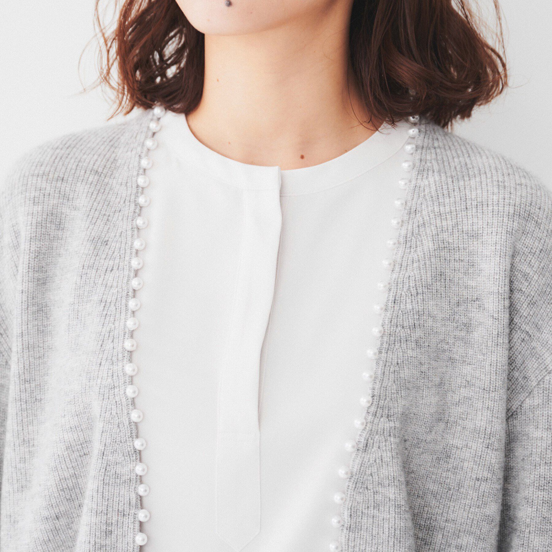 UNTITLED「【洗える/ボレロ】パール調付きニットカーディガン」|カーディガン|