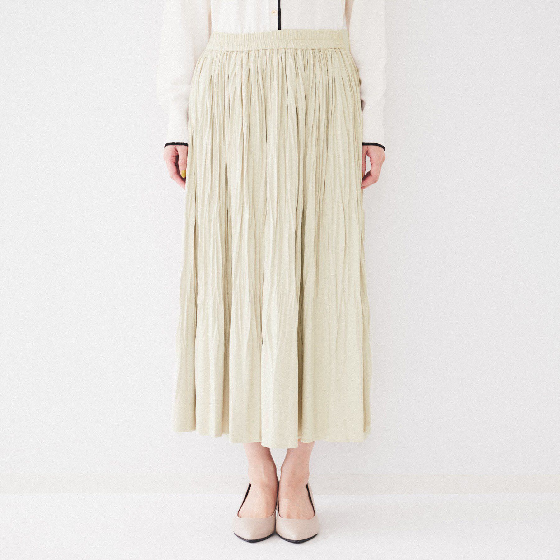 UNTITLED「【洗える/ウエストゴム】スエード調ランダムプリーツスカート」|スカート|