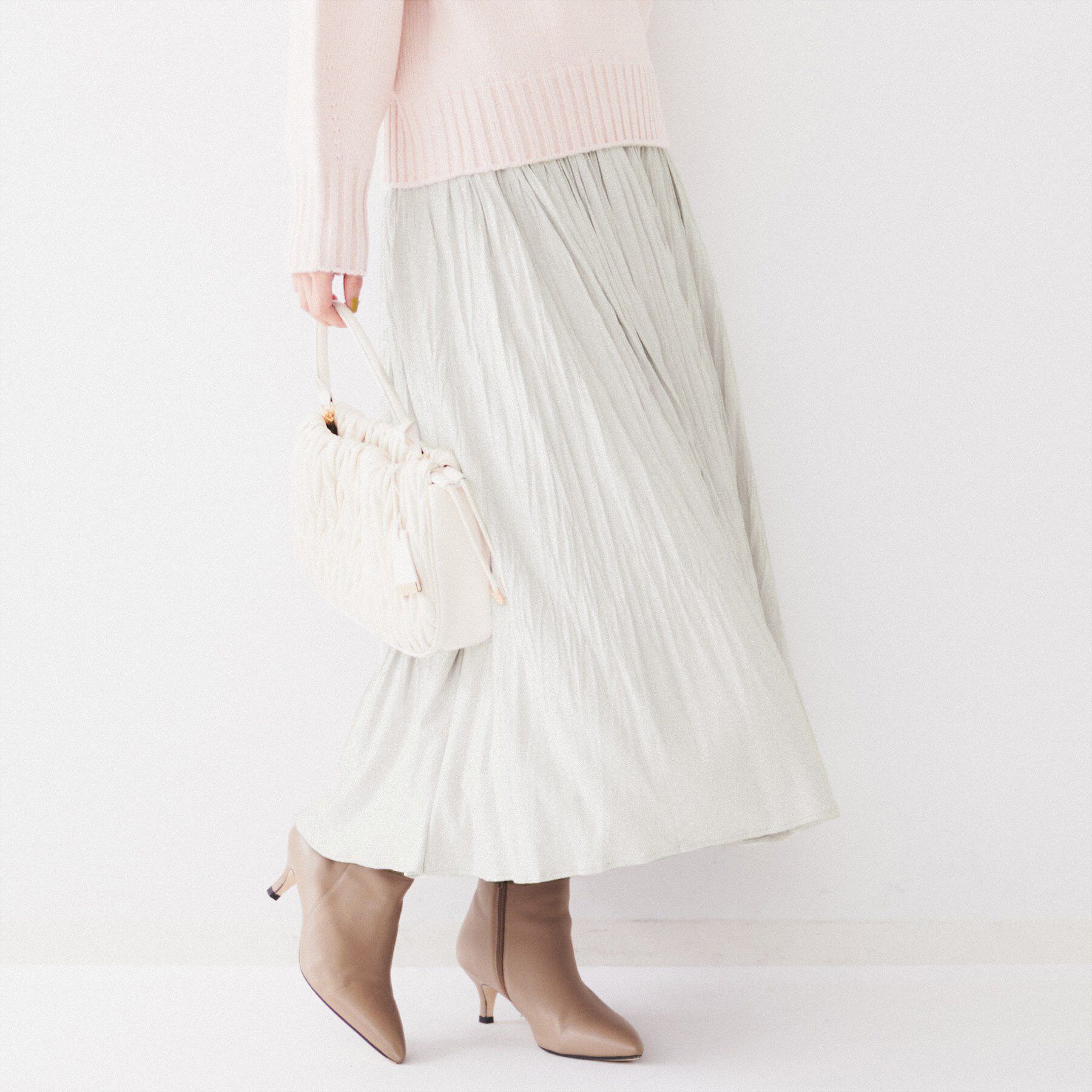UNTITLED「【洗える/ウエストゴム】スエード調ランダムプリーツスカート」|スカート|