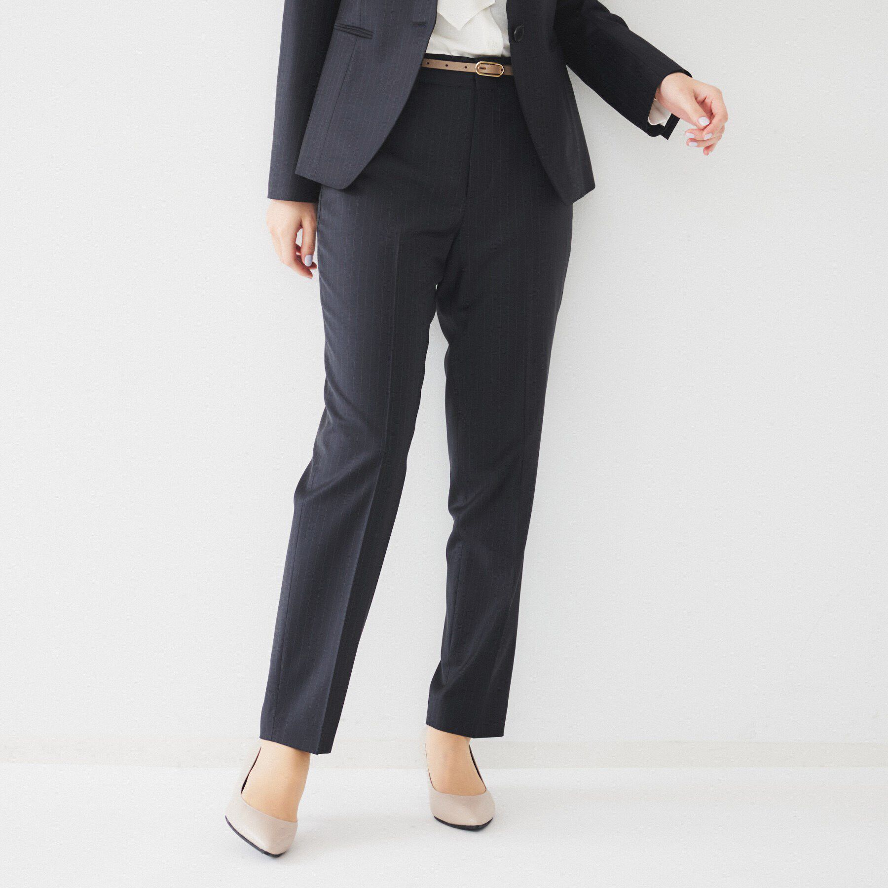 UNTITLED「【通勤スーツ】ウーステッド テーパードパンツ」|その他|ネイビー(394)