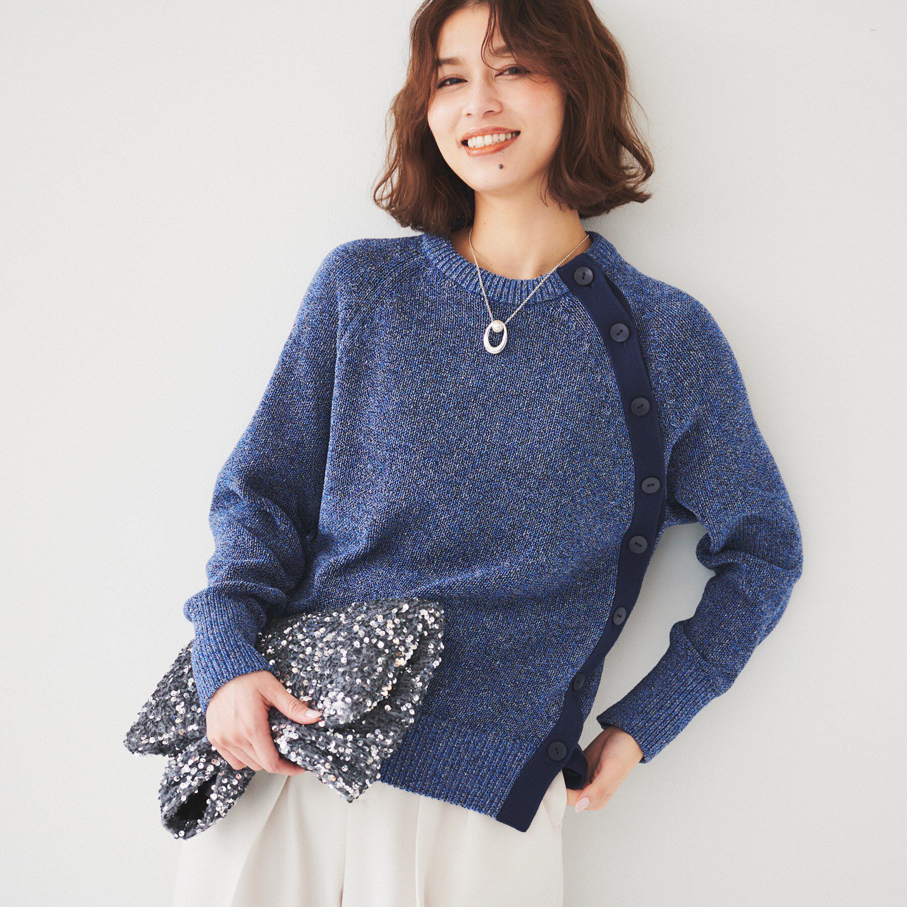 UNTITLED「【手洗い可/春夏素材】ミックスカラー プルオーバーニット」|ニット・セーター|