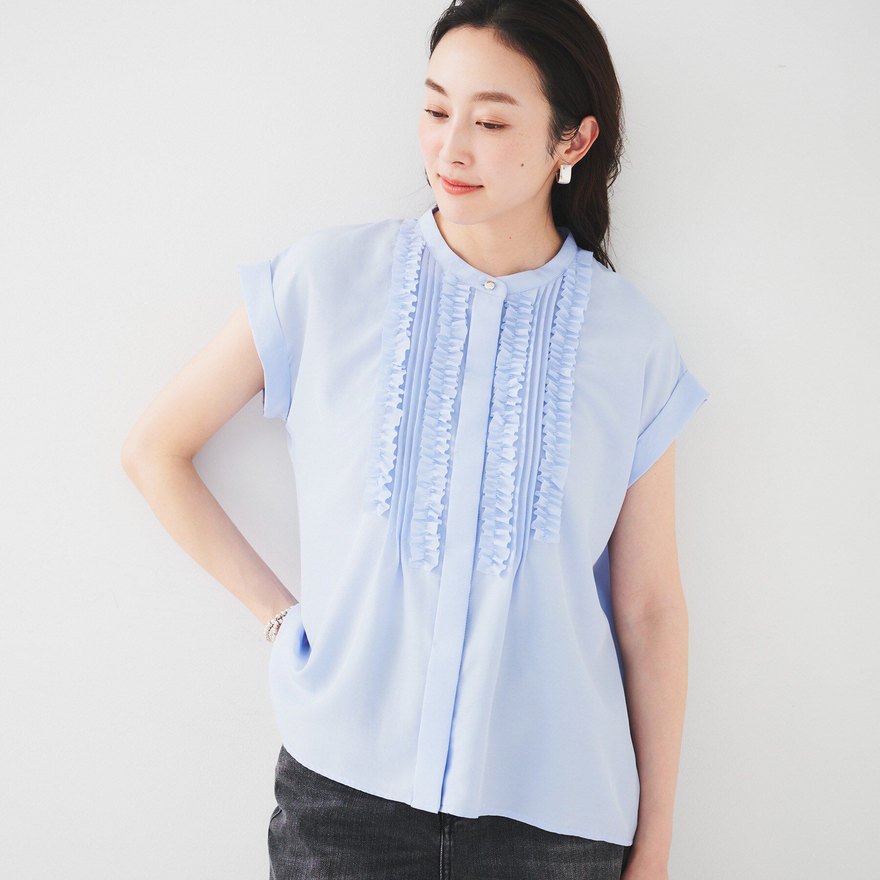 UNTITLED「【吸水速乾/UVケア】フィブリルフリルブラウス」|シャツ・ブラウス|