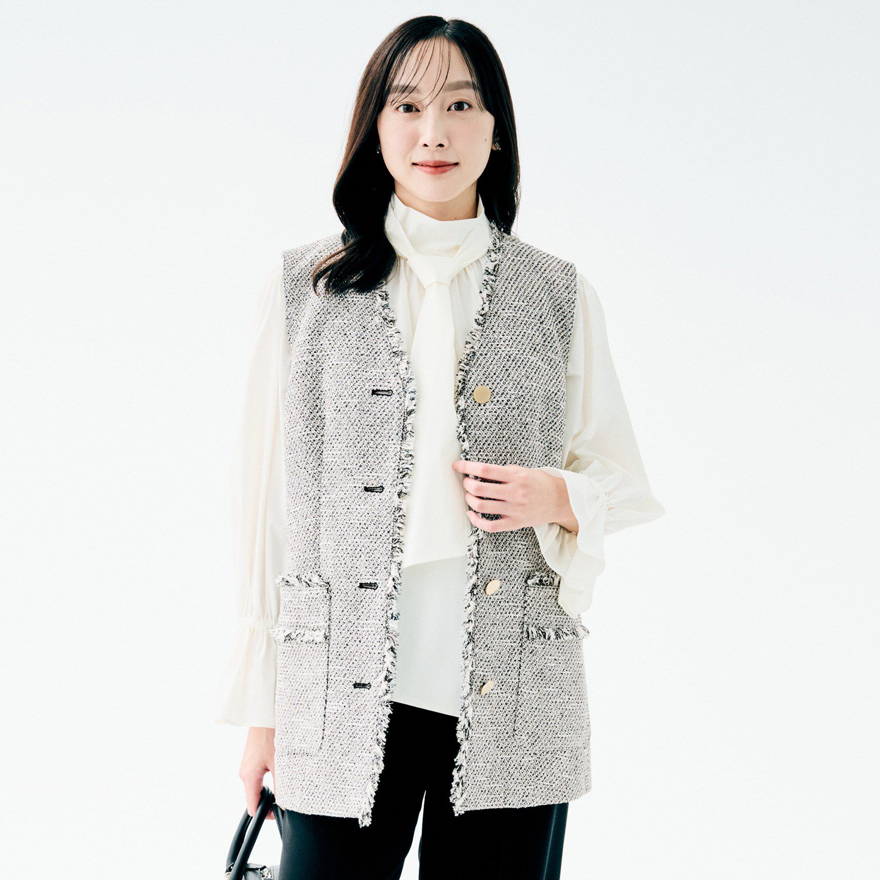 UNTITLED「【オンオフ使える】スラブツイード ジレ」|ベスト・ジレ|