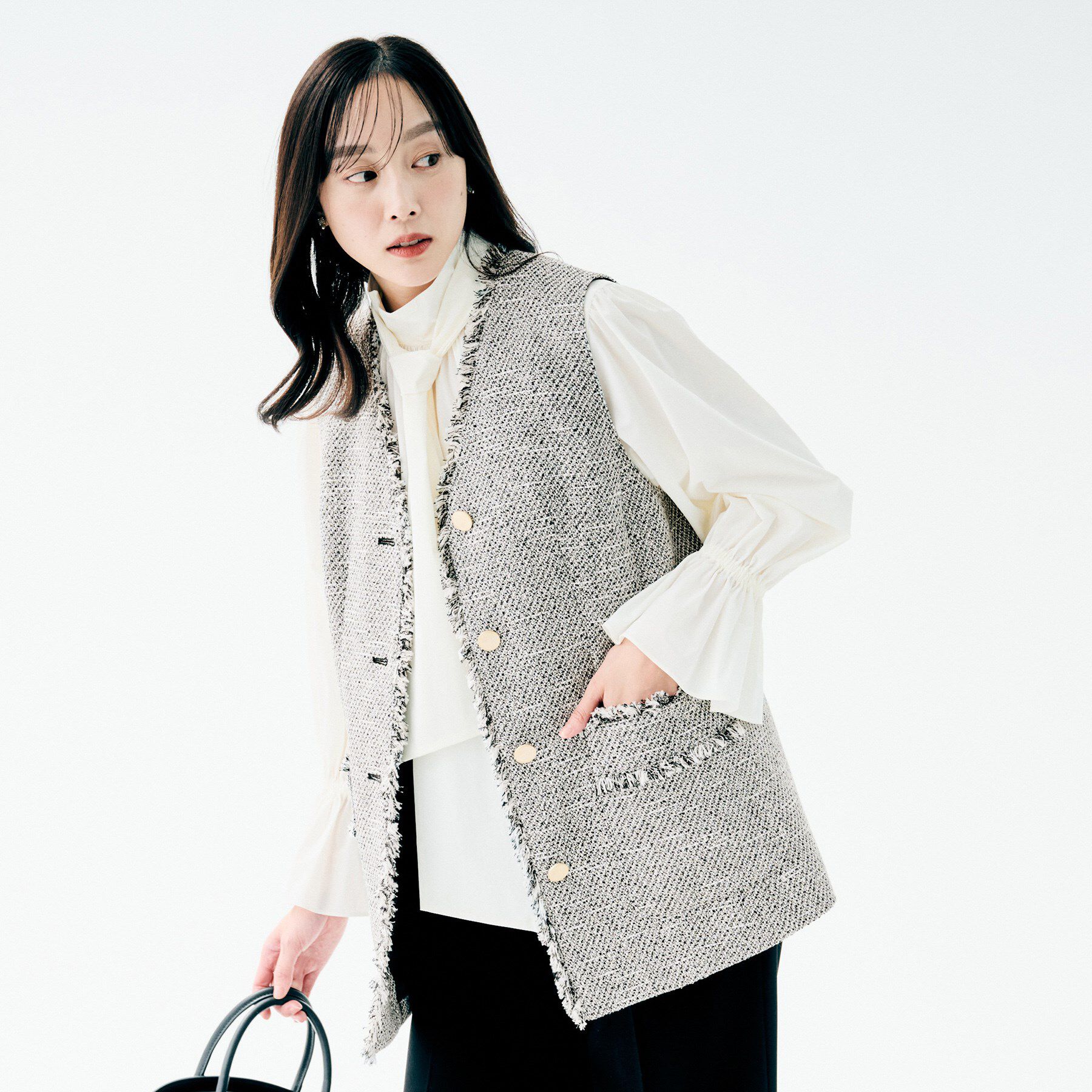 UNTITLED「【オンオフ使える】スラブツイード ジレ」|ベスト・ジレ|