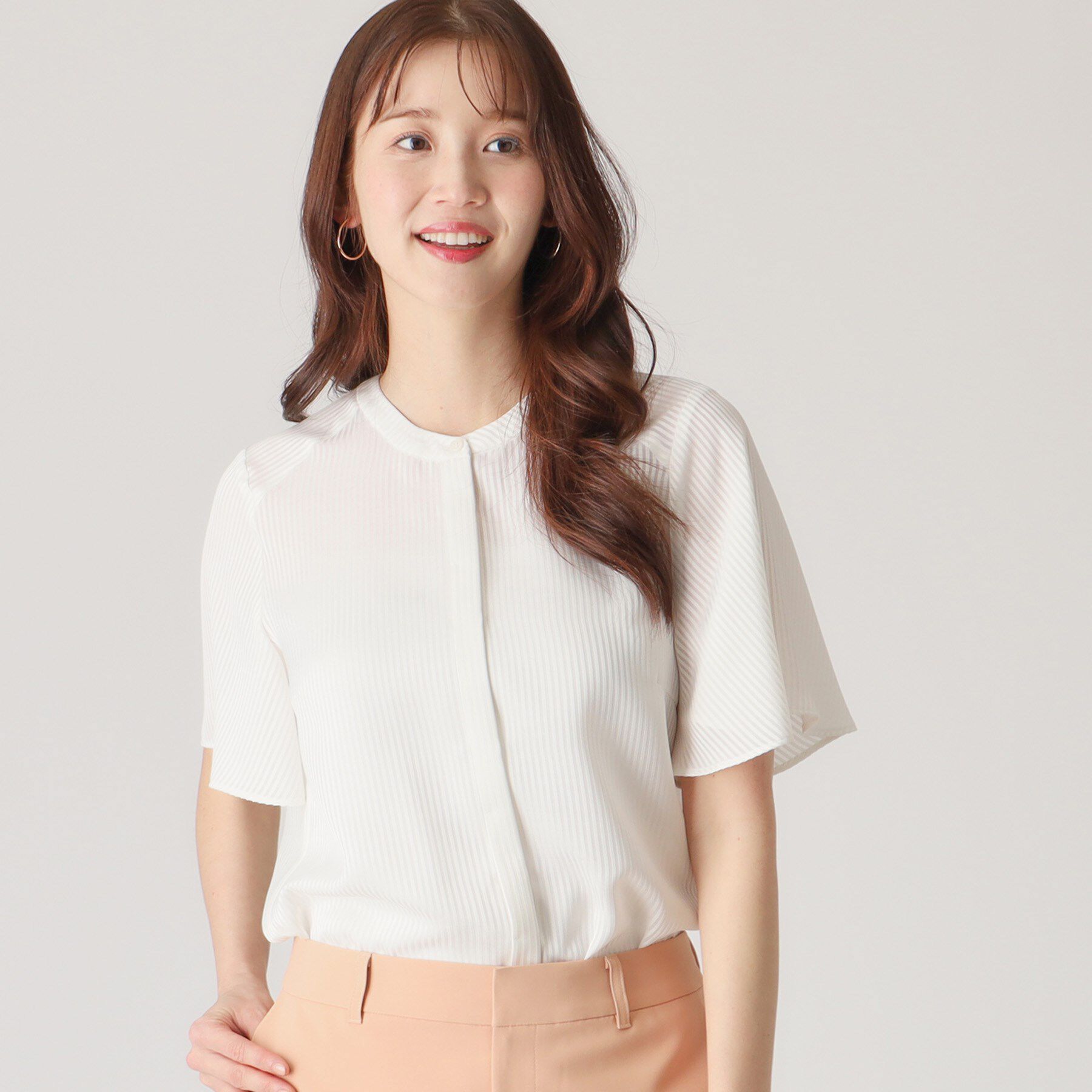 COUP DE CHANCE「【洗える／ストライプ柄】フレア袖ブラウス」|シャツ・ブラウス|