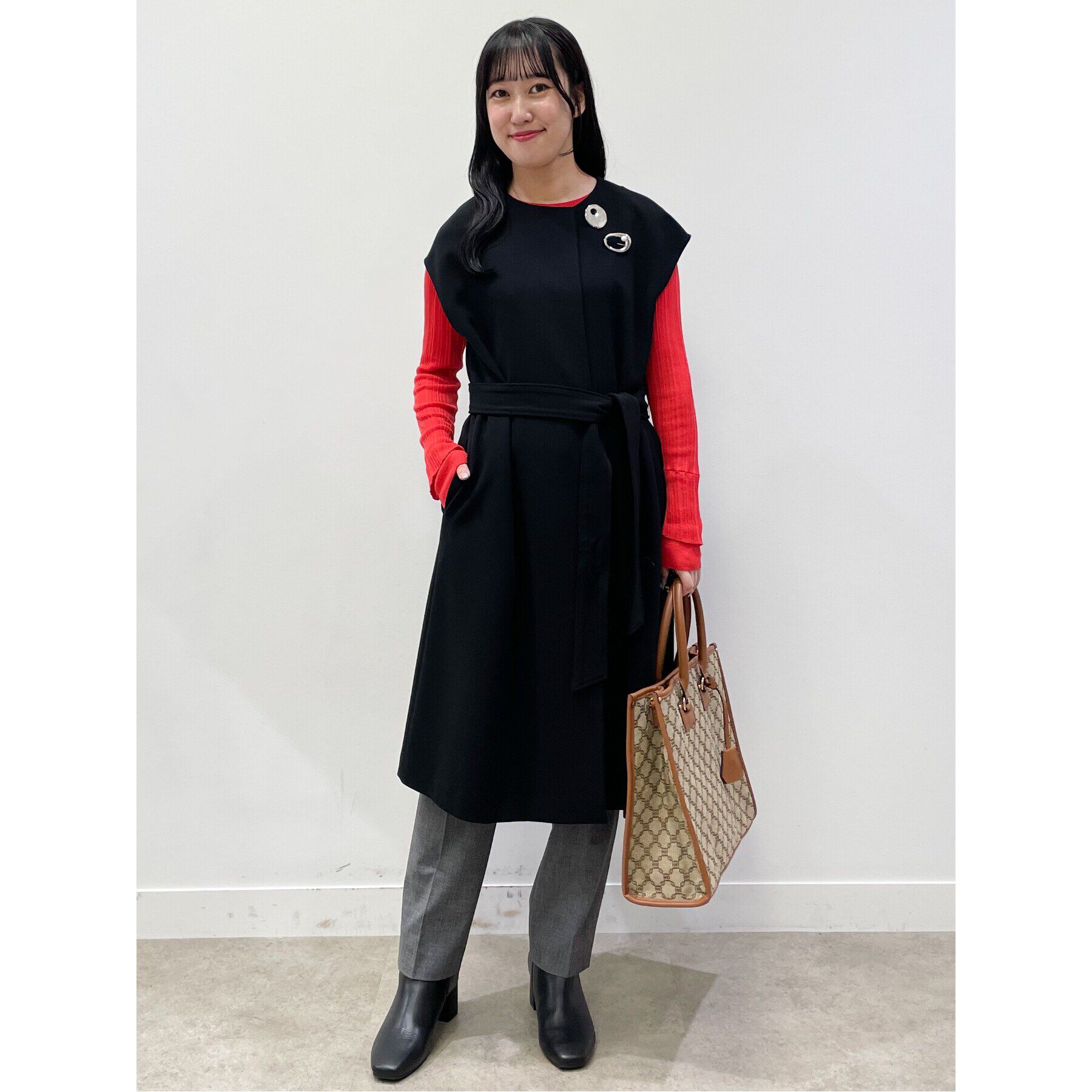 Reflect「【手洗い可】サッシュベルト付きロングジレ」|ベスト・ジレ|