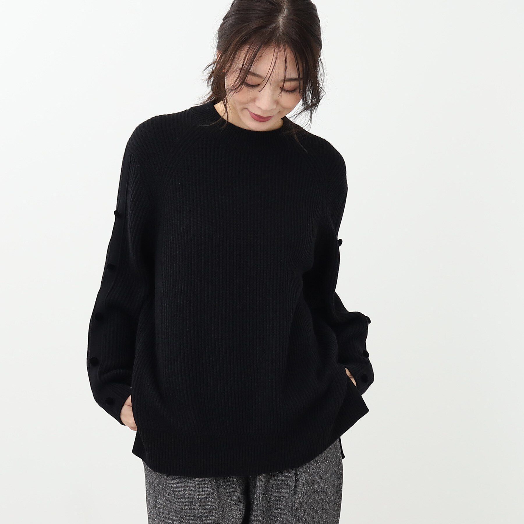 Reflect「【WEB限定カラーあり／手洗い可】ハイネックチュニック丈ニット」|ニット・セーター|