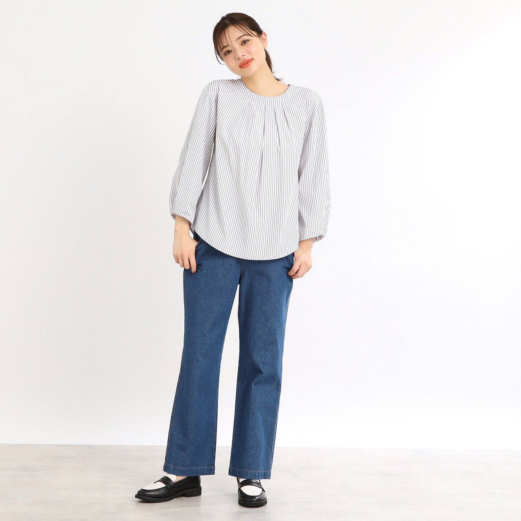 Reflect「【E‐QUALITY／手洗い可／細見え】ストレートシルエットデニムパンツ」|デニム|