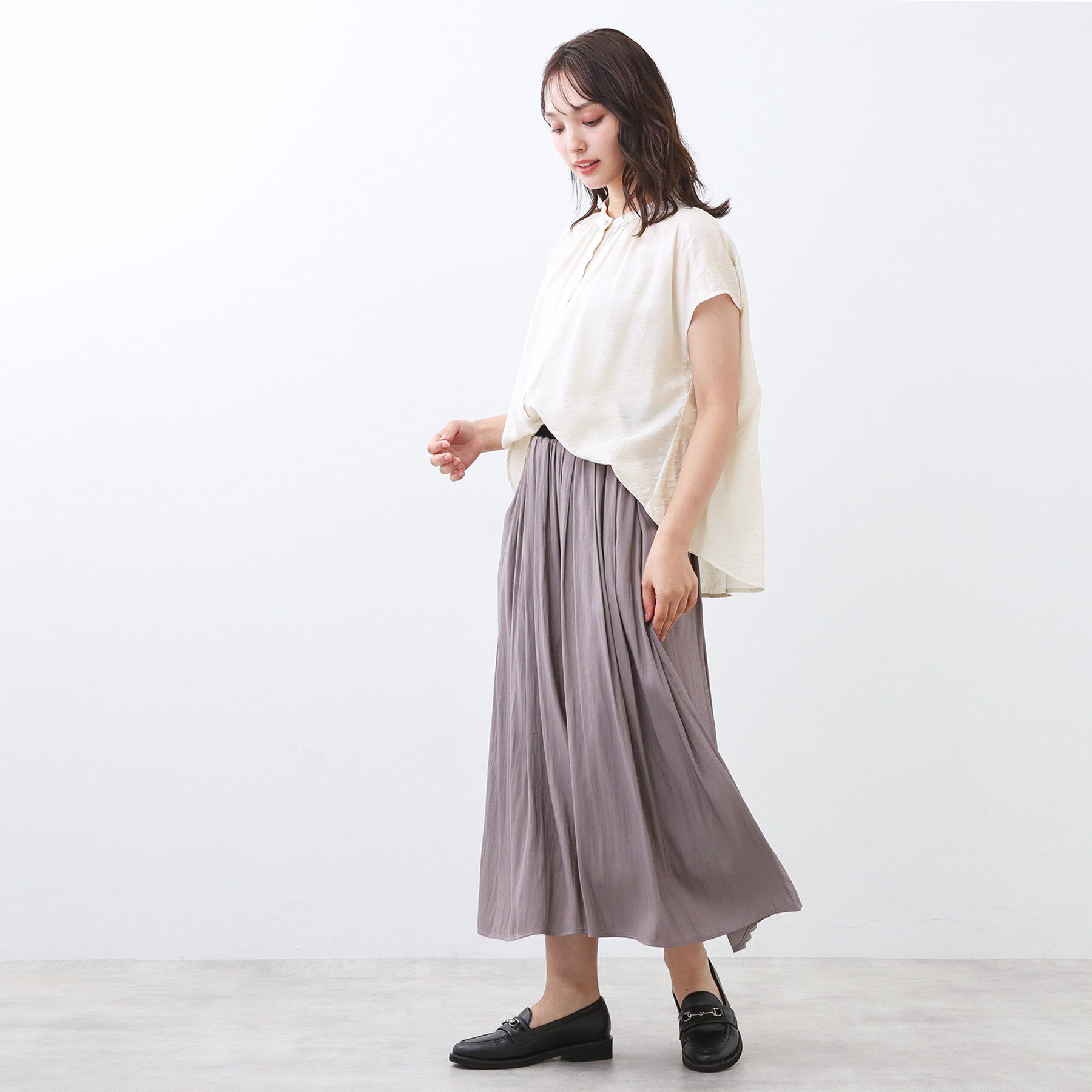 Reflect「【二の腕さりげなくカバー】バンドカラーブラウス」|シャツ・ブラウス|