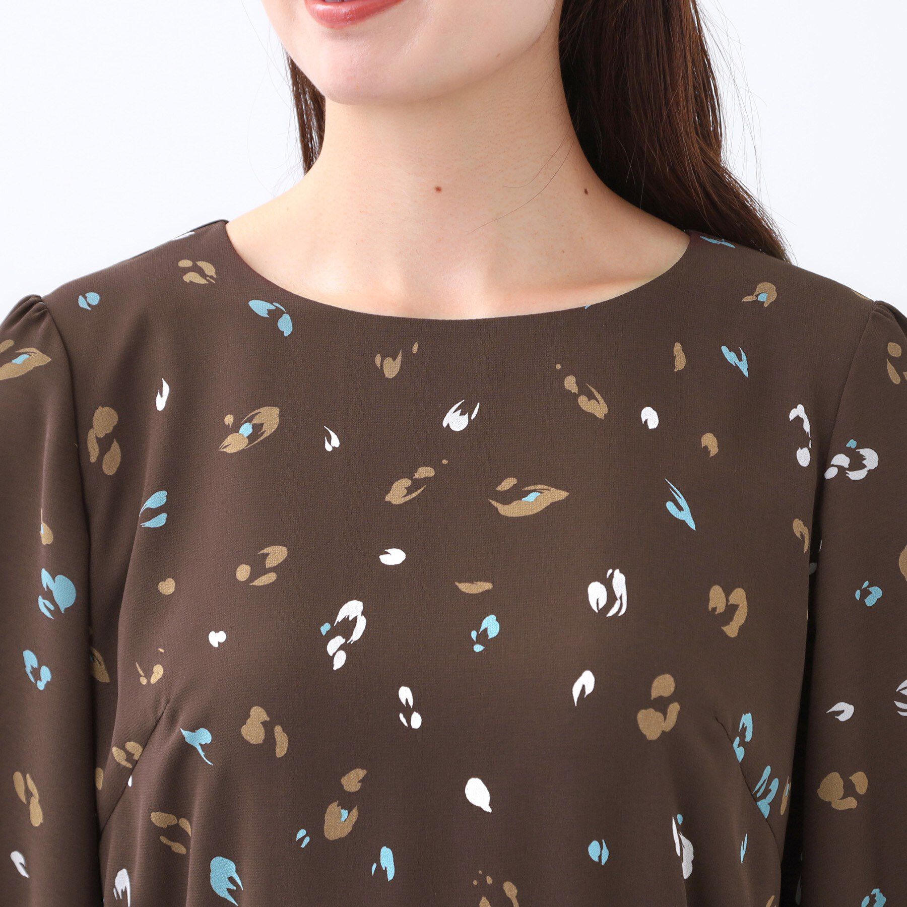 Reflect「【ウエストリボン付き】フレアプリントワンピース」|ワンピース|