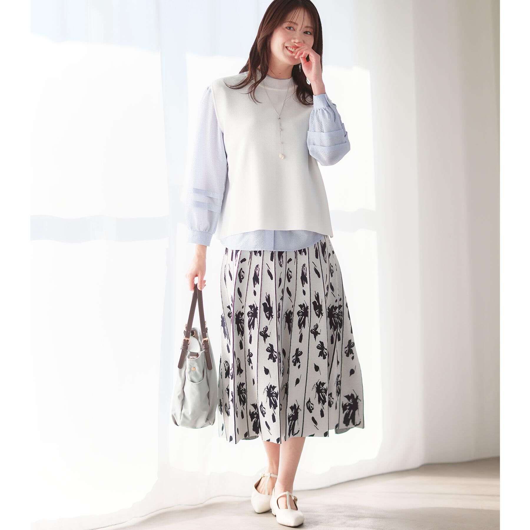 Reflect「【セットアップ可】ダブルジャカードニットフレアスカート」|スカート|