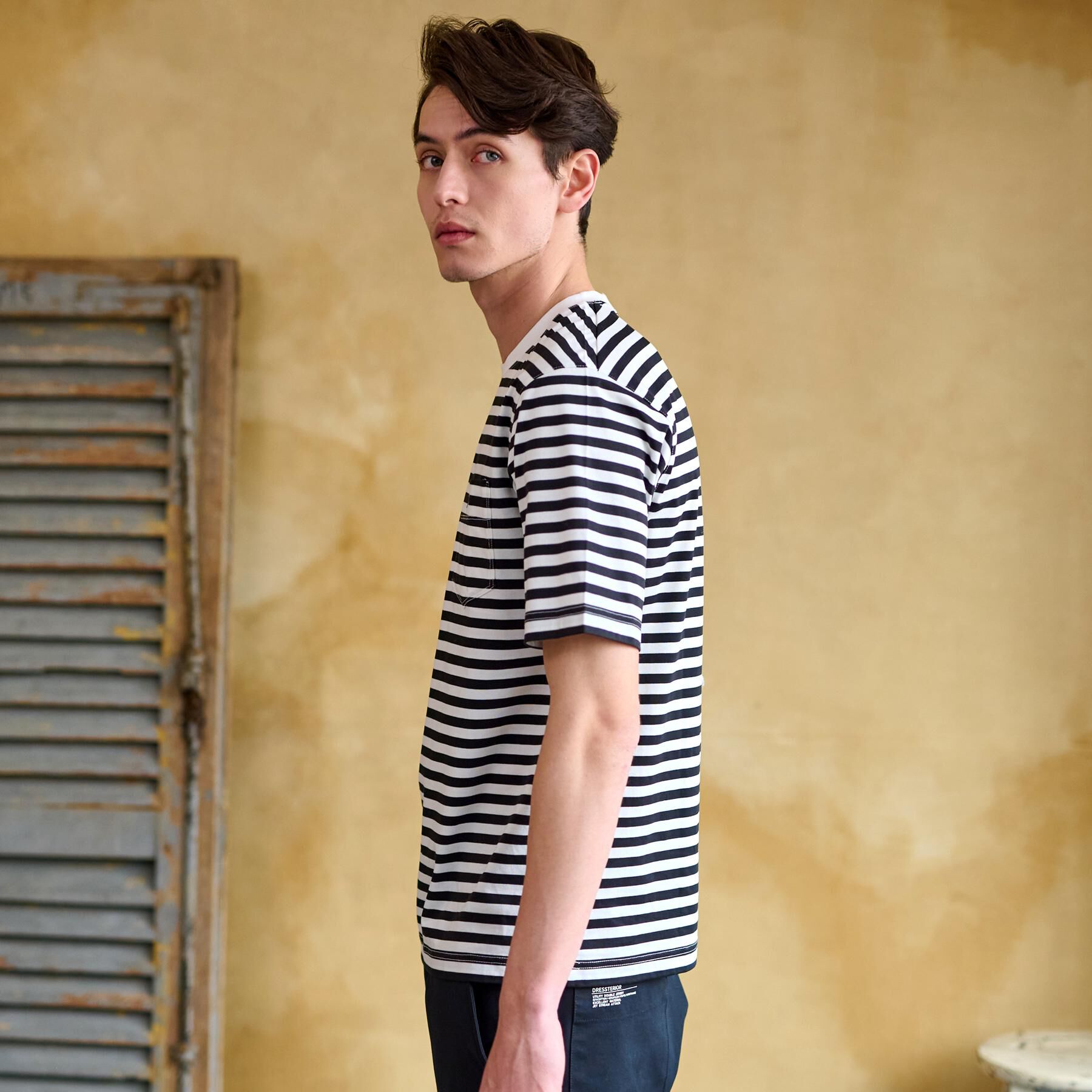 DRESSTERIOR「【接触冷感/抗菌防臭/消臭】ICE CLEAR COTTON ボーダーポケットTシャツ」|Tシャツ・カットソー|